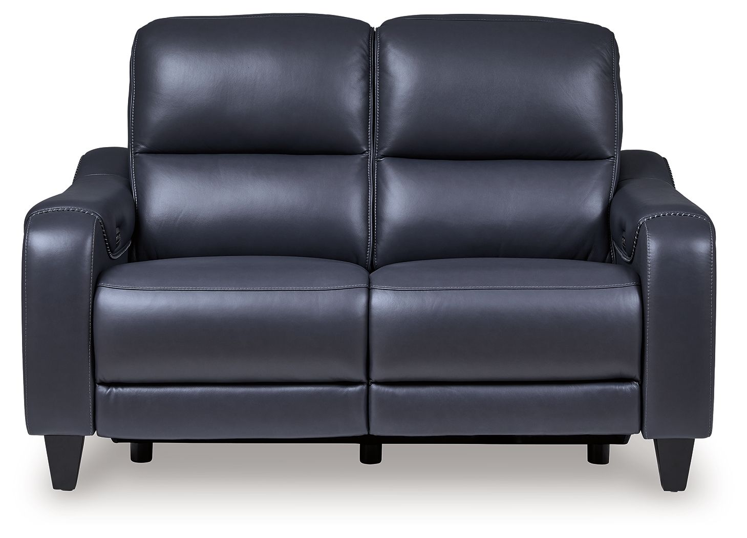 Blue Reclining Loveseat - detail view