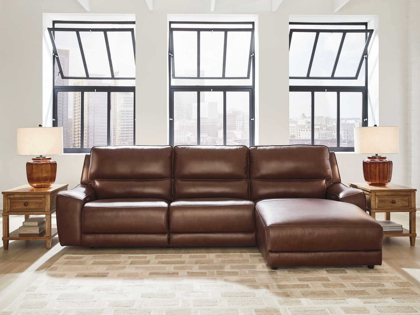 Modern Leather Match Sectional