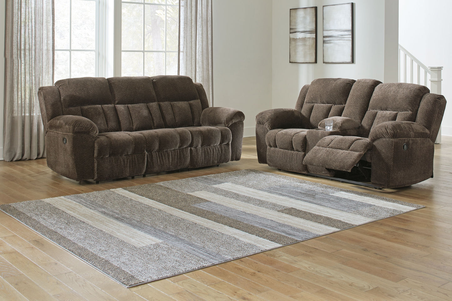 Modern Fabric Sofa - Dark Brown - 3 Pc. Reclining Sofa, Reclining Loveseat With Console, Rocker Recliner