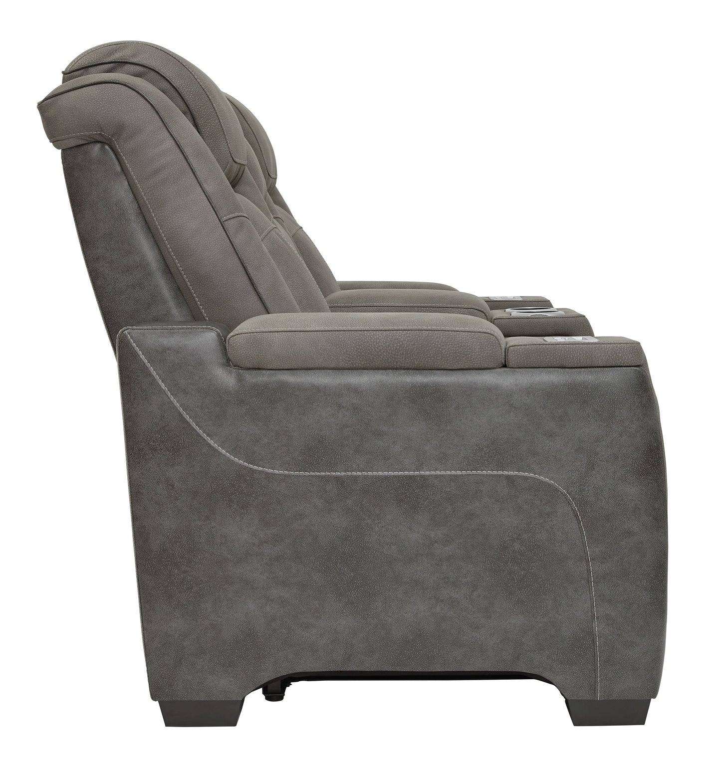 Sand Leather Upholstered Reclining Loveseat - rear view
