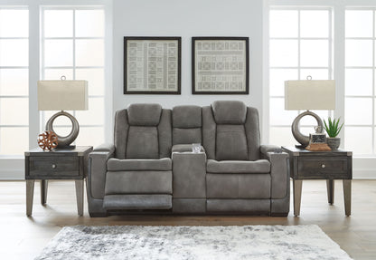 Sand Leather Upholstered Reclining Loveseat - view 5