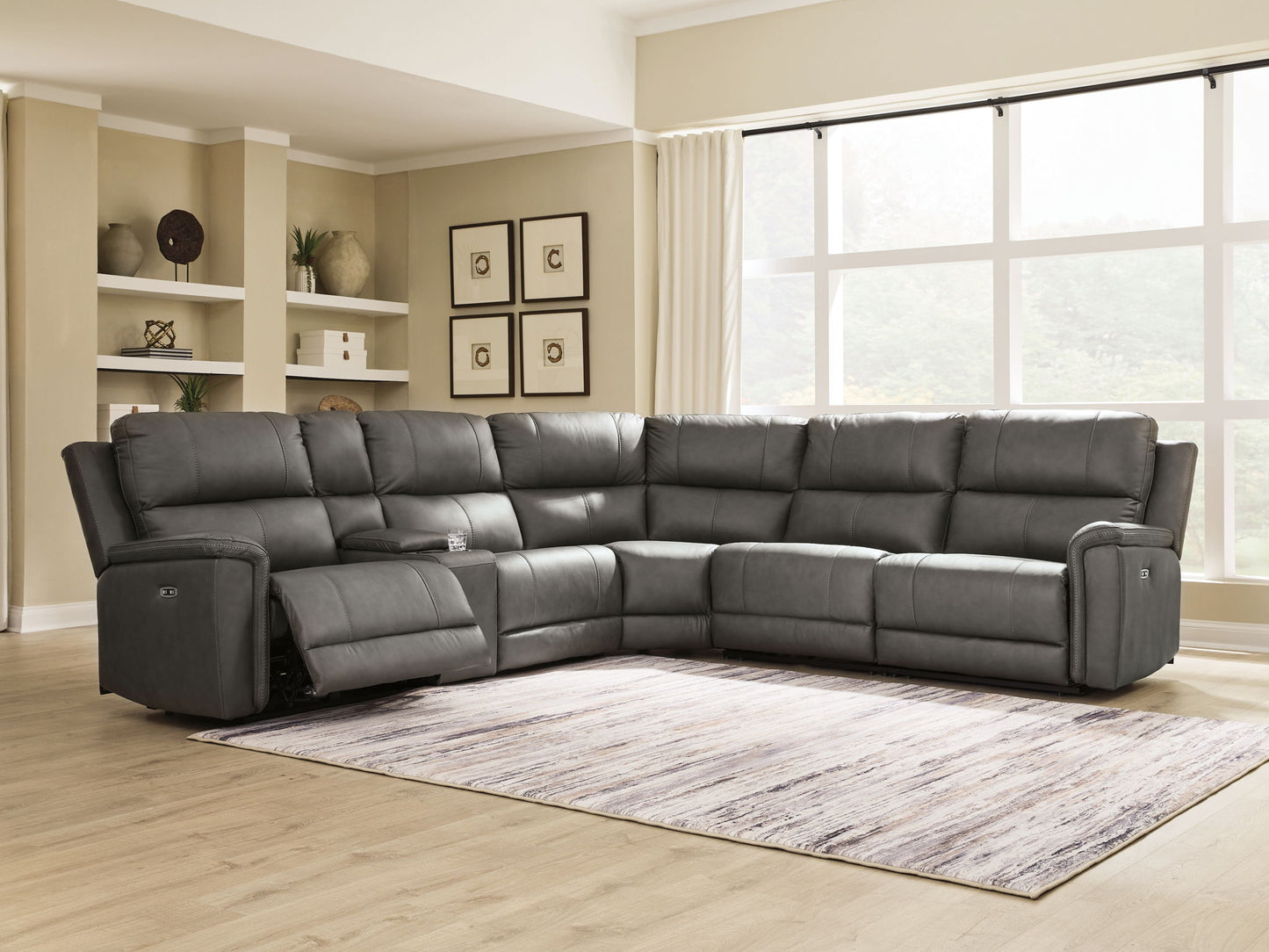 Modern Leather Match Sectional
