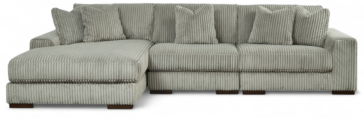 Modern Fabric Sectional - Ivory - 2 Pc. Super Chaise