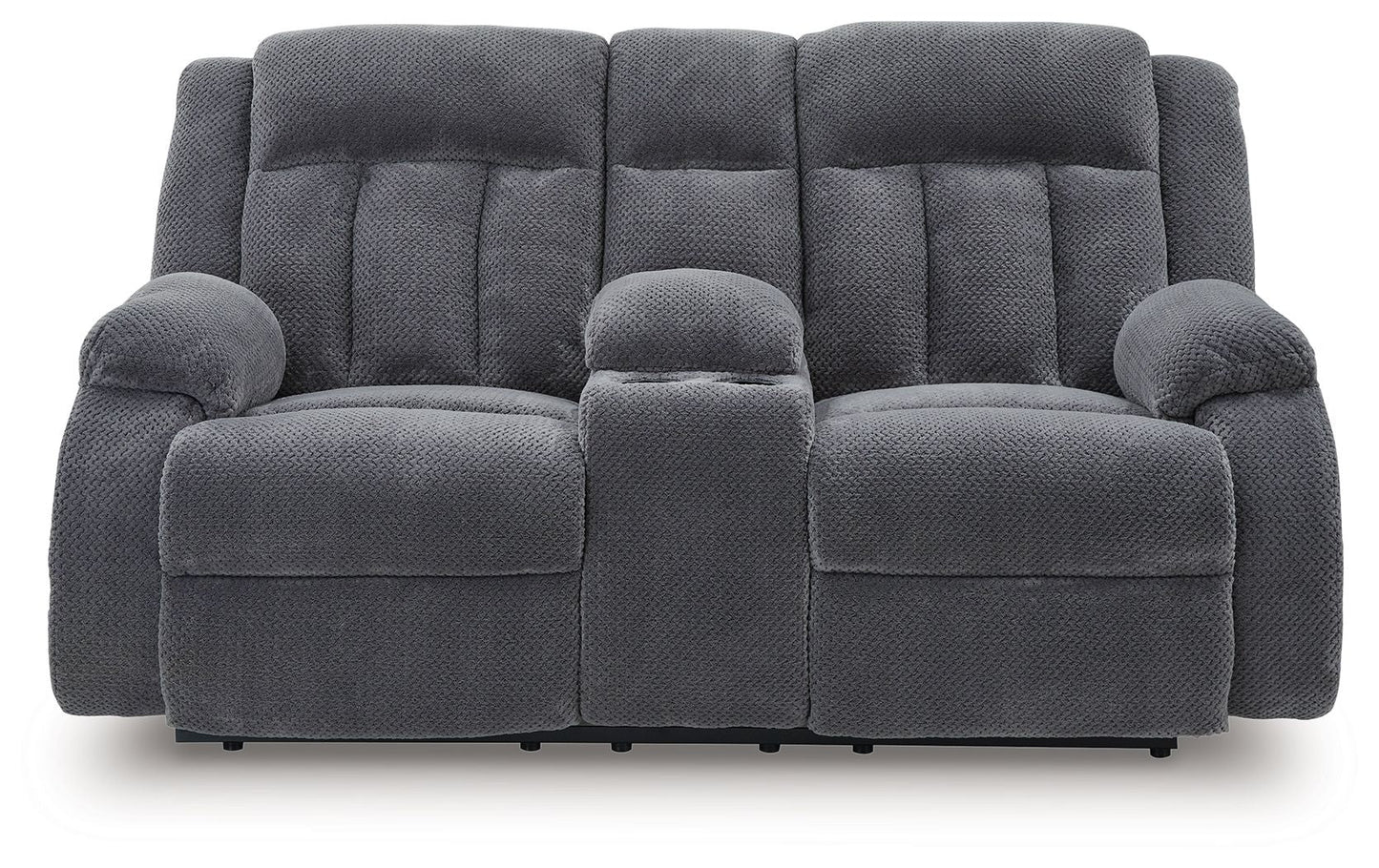 Observation - Double Reclining Power Loveseat With Console - Steel