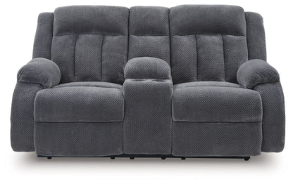 Observation - Double Reclining Power Loveseat With Console - Steel