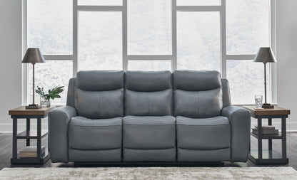 Faux Leather Upholstered Storage Reclining Sofa And Loveseat - detail view