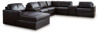 Modern Leather Match Sectional - Black - 5 Pc. Sectional