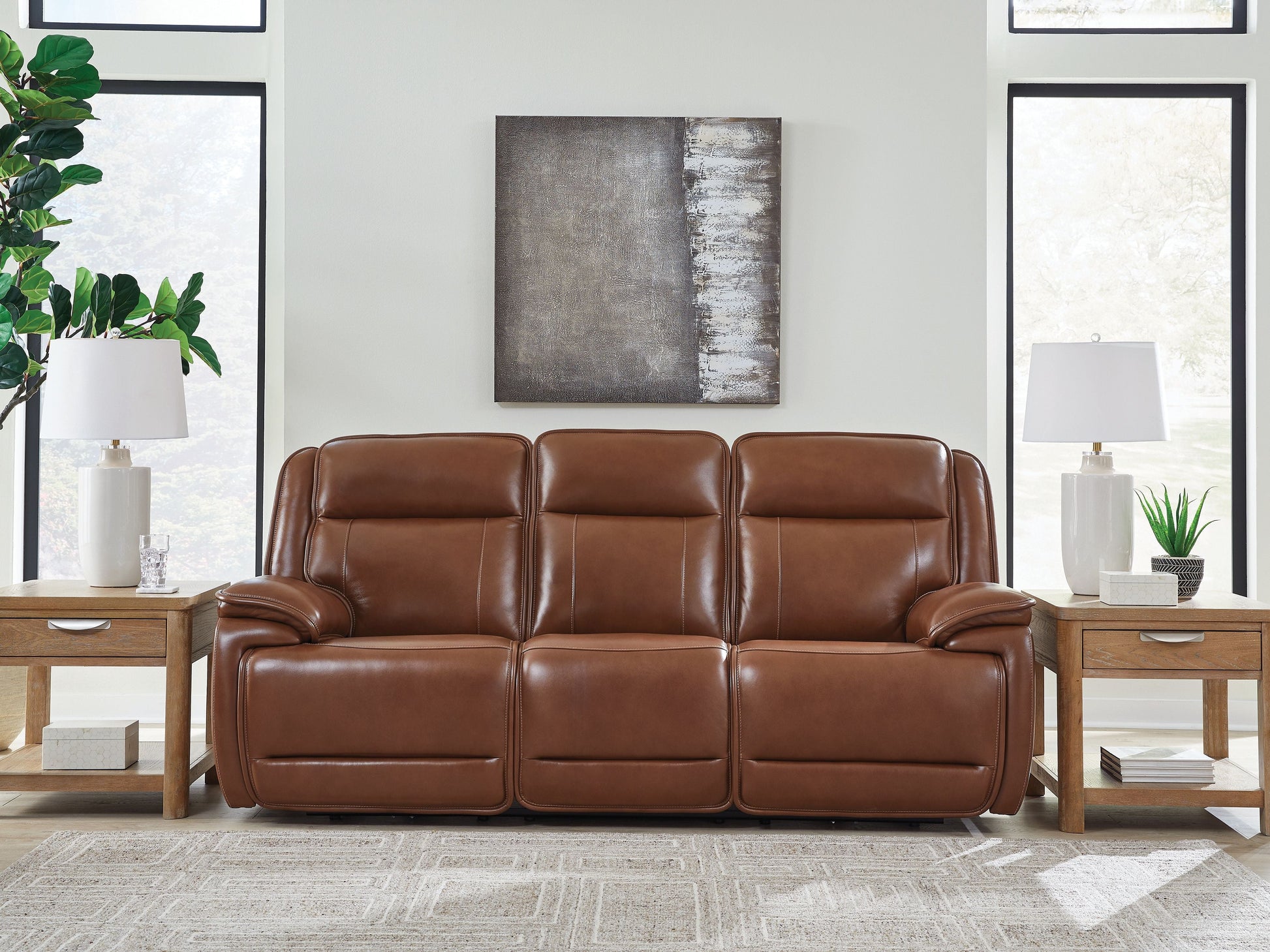 Modern Leather Match Sofa