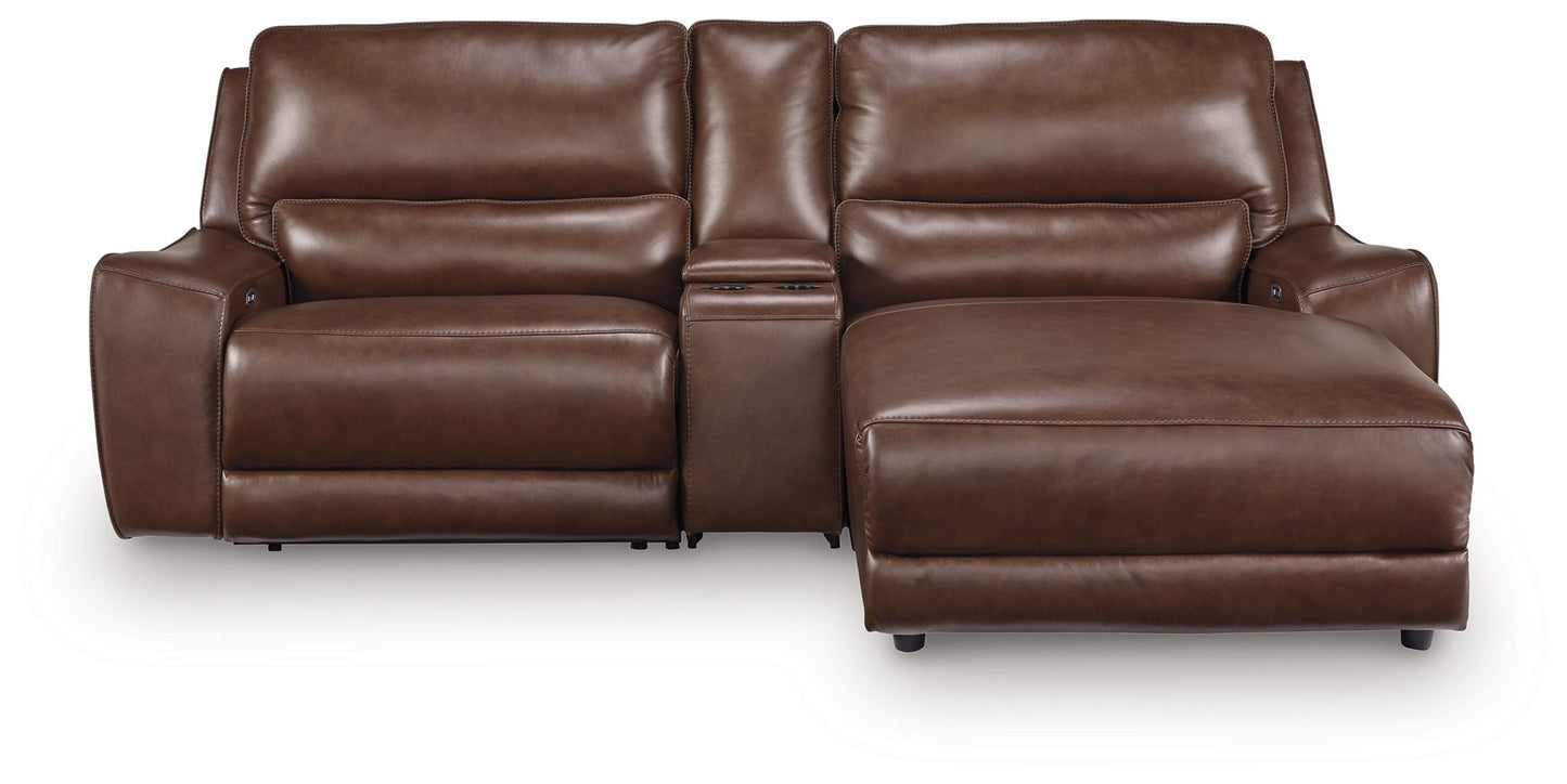 Modern Leather Match Sectional - Dark Brown - 3 Pc. Left Arm Facing Press Back Power Chaise Sectional Sofa