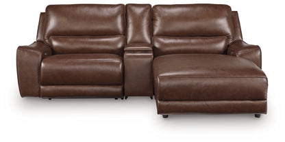 Modern Leather Match Sectional - Dark Brown - 3 Pc. Left Arm Facing Press Back Power Chaise Sectional Sofa