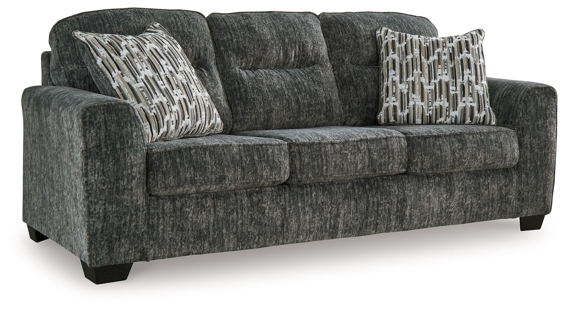 Dark Gray Fabric Upholstered Stationary Sofa And Loveseat - detail view