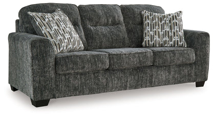 Dark Gray Fabric Upholstered Stationary Sofa And Loveseat - detail view