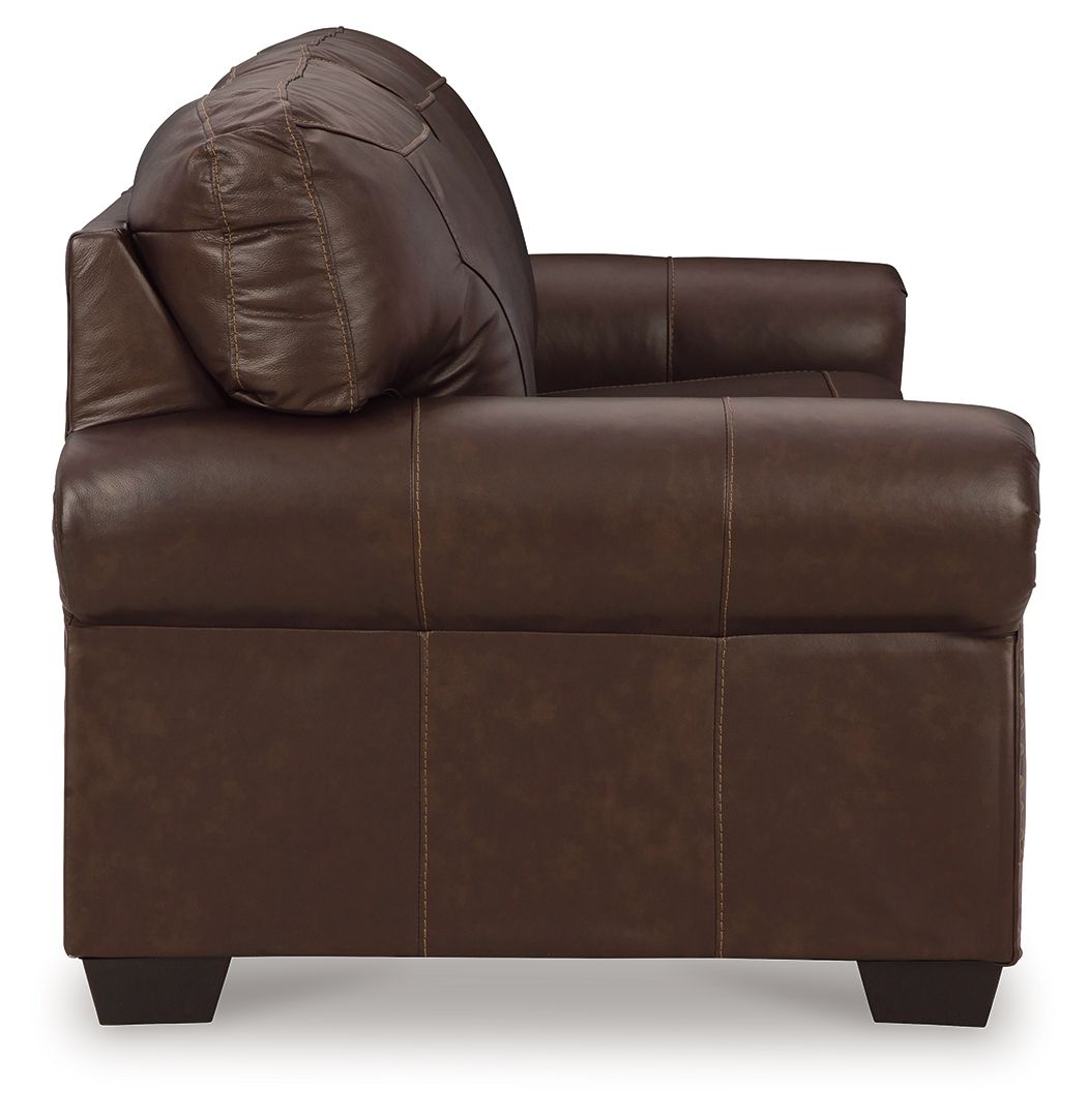 Dark Brown Stationary Sofa And Loveseat - rear view