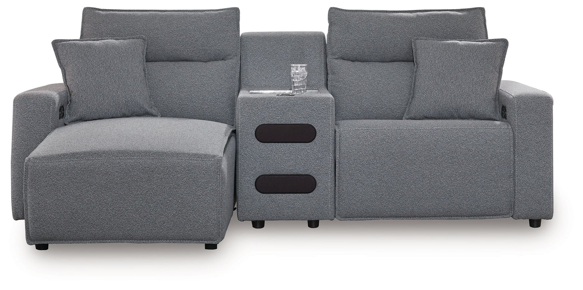 Modern Fabric Sectional - Gray - 4 Pc. Power Reclining Sectional With Double Chaise