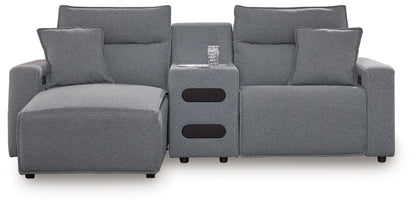 Modern Fabric Sectional - Gray - 4 Pc. Power Reclining Sectional With Double Chaise
