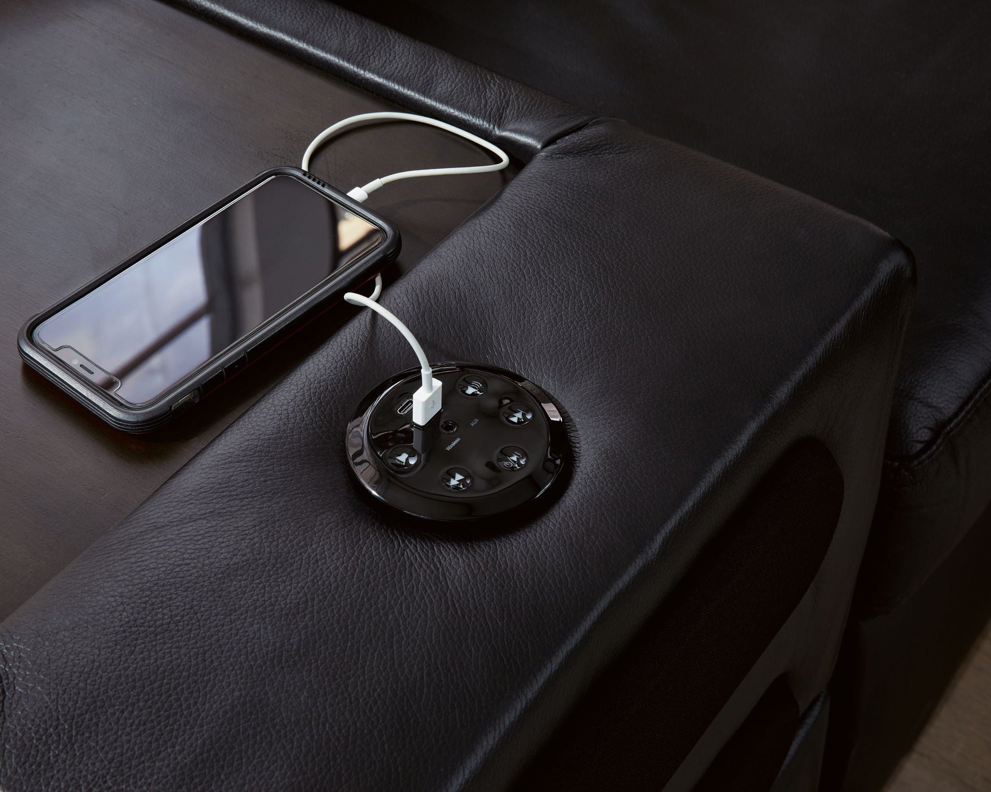 Modern Leather Match Sectional