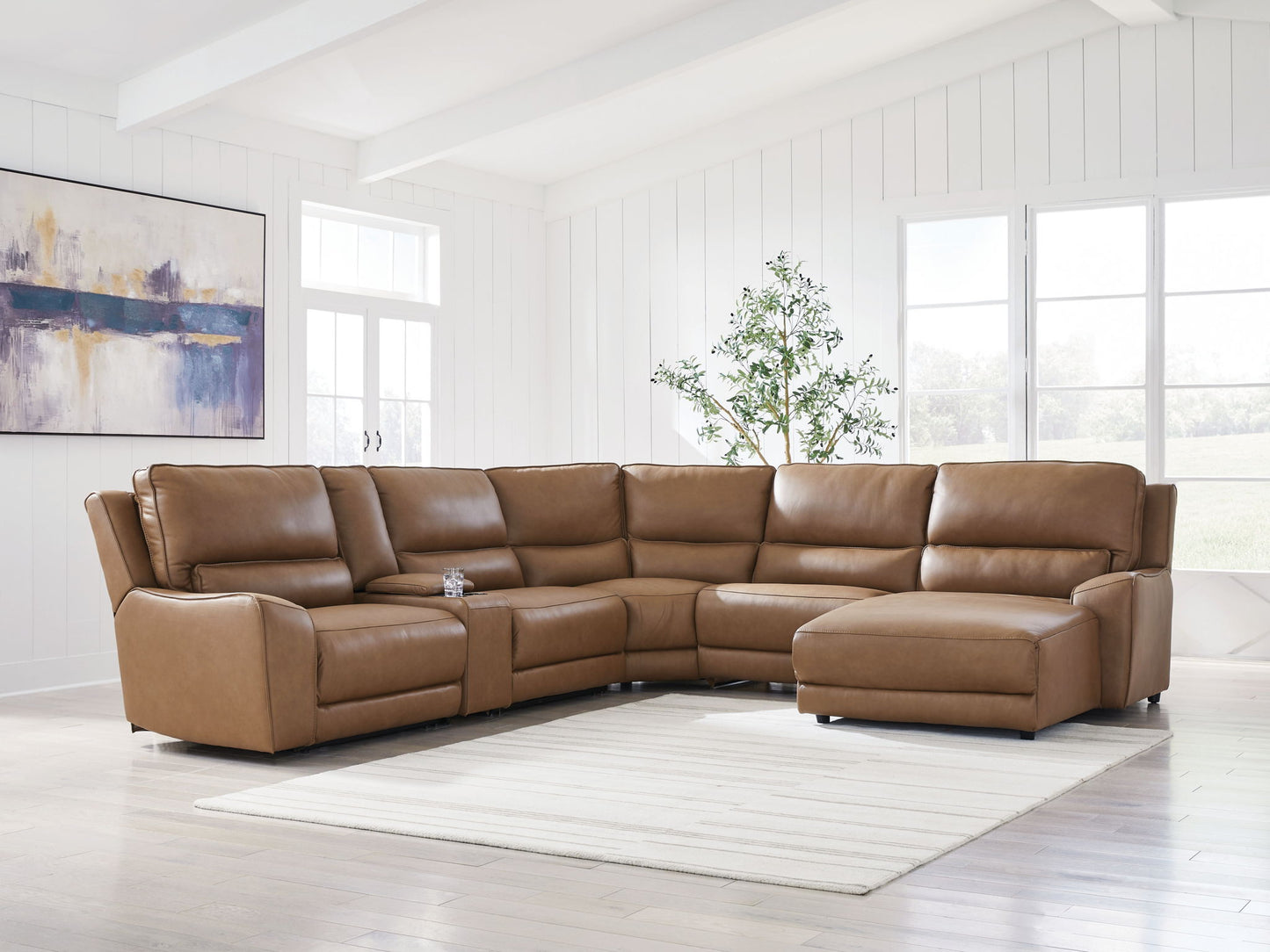 Modern Leather Match Sectional
