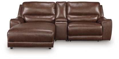 Modern Leather Match Sectional - Dark Brown - 5 Pc. Power Reclining Sectional