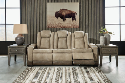 Sand Fabric Upholstered Reclining Sofa And Loveseat - view 7