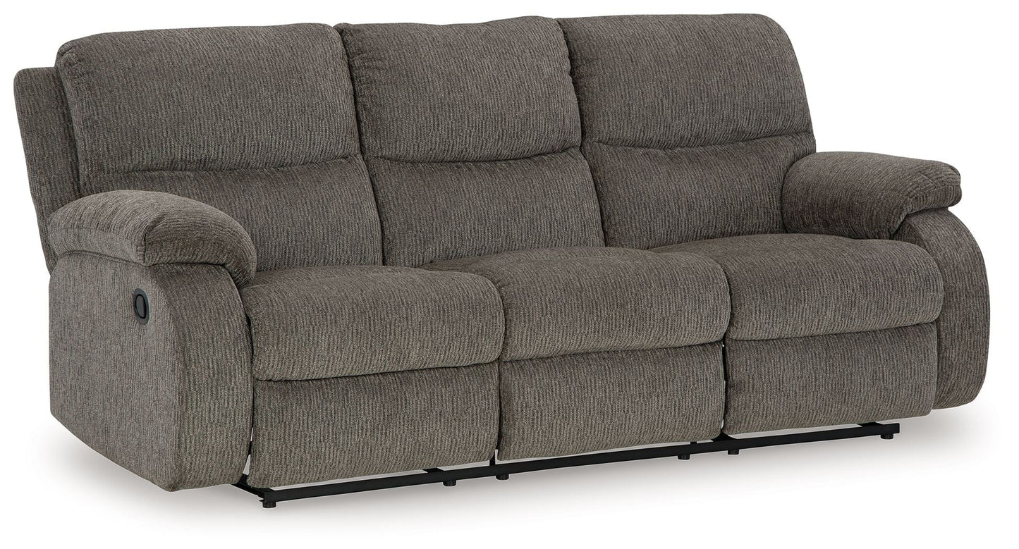 Dark Gray Reclining Sofa And Loveseat 6/25 - rear view