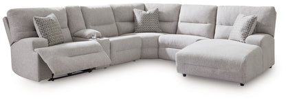 Modern Fabric Sectional - Navy - 3 Pc. Power Reclining Sectional Sofa With Laf Chaise
