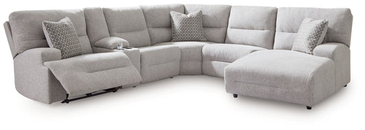 Modern Fabric Sectional - Navy - 3 Pc. Power Reclining Sectional Sofa With Laf Chaise