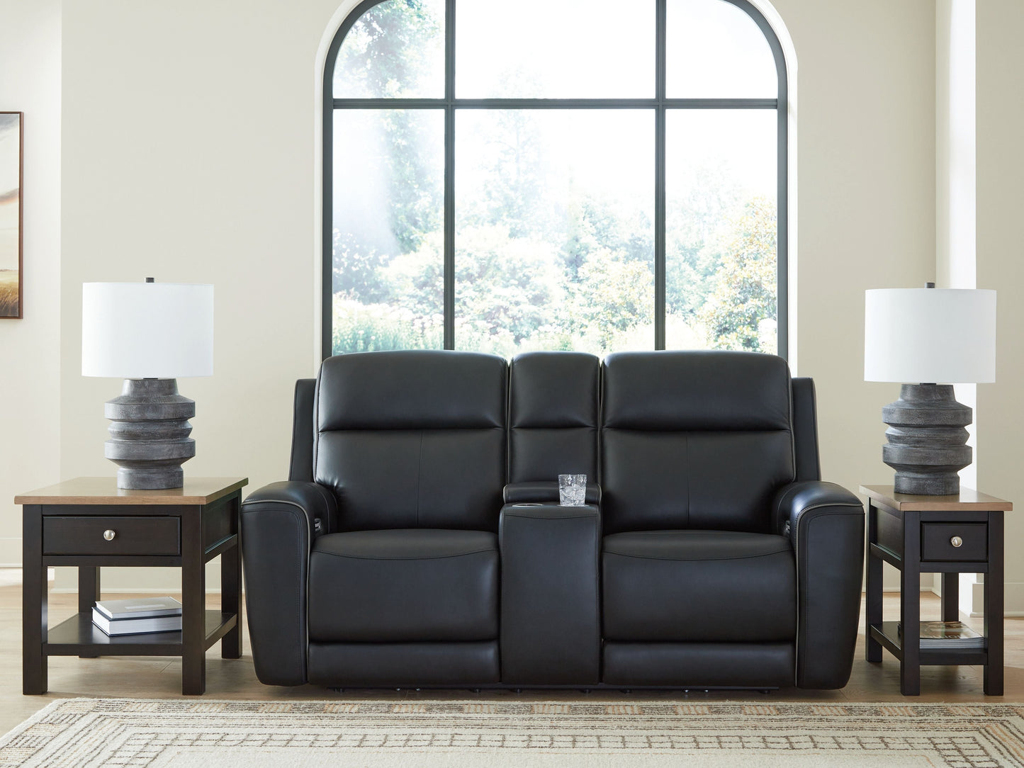 Modern Leather Match Loveseat
