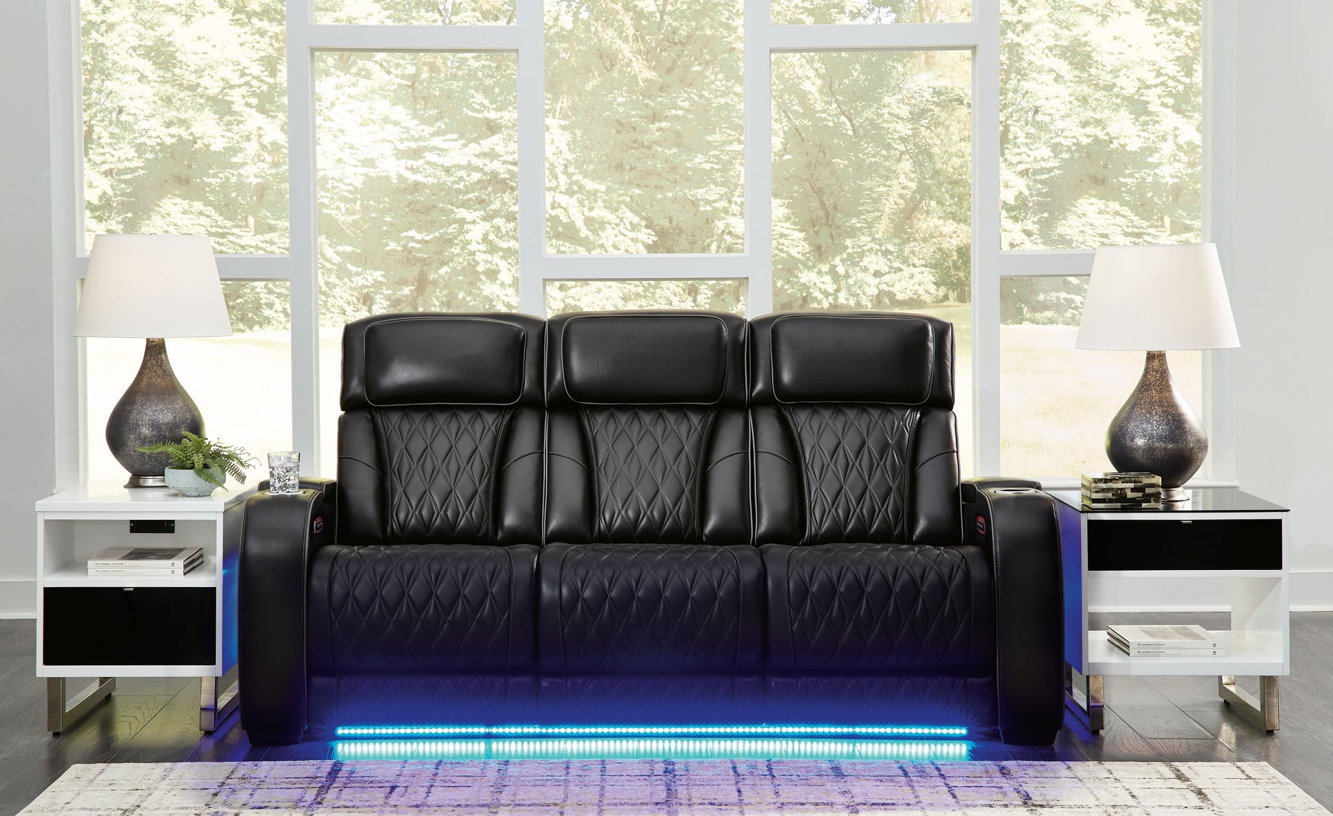 Modern Leather Match Sofa