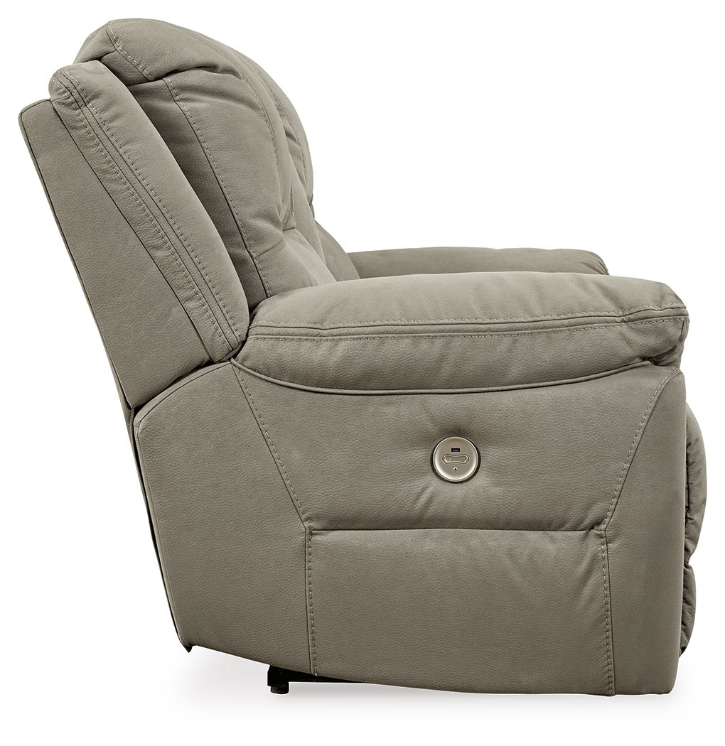 Beige Faux Leather Upholstered Reclining Loveseat - side view