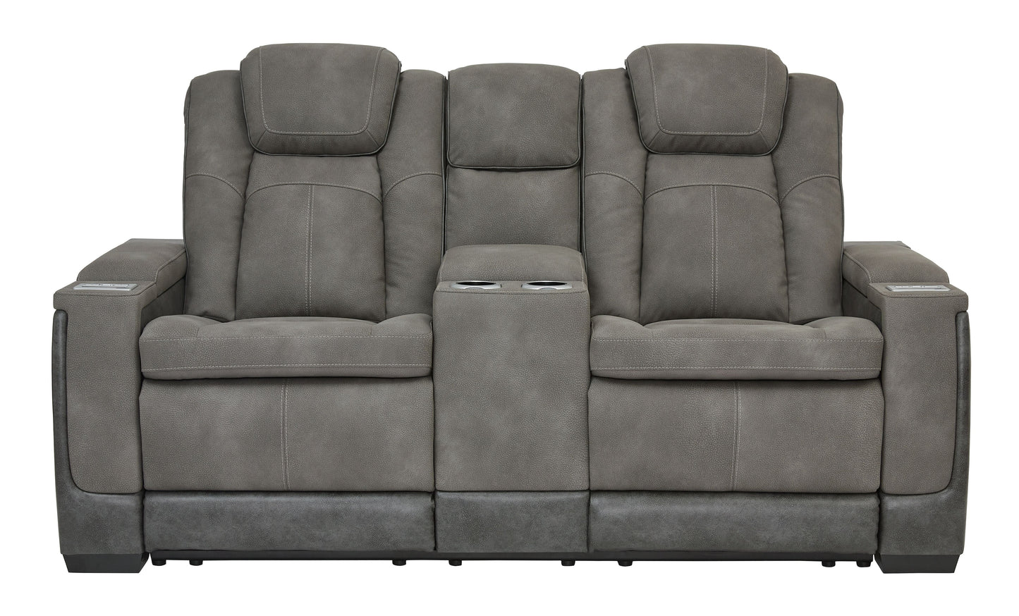 Sand Leather Upholstered Reclining Loveseat - view 6
