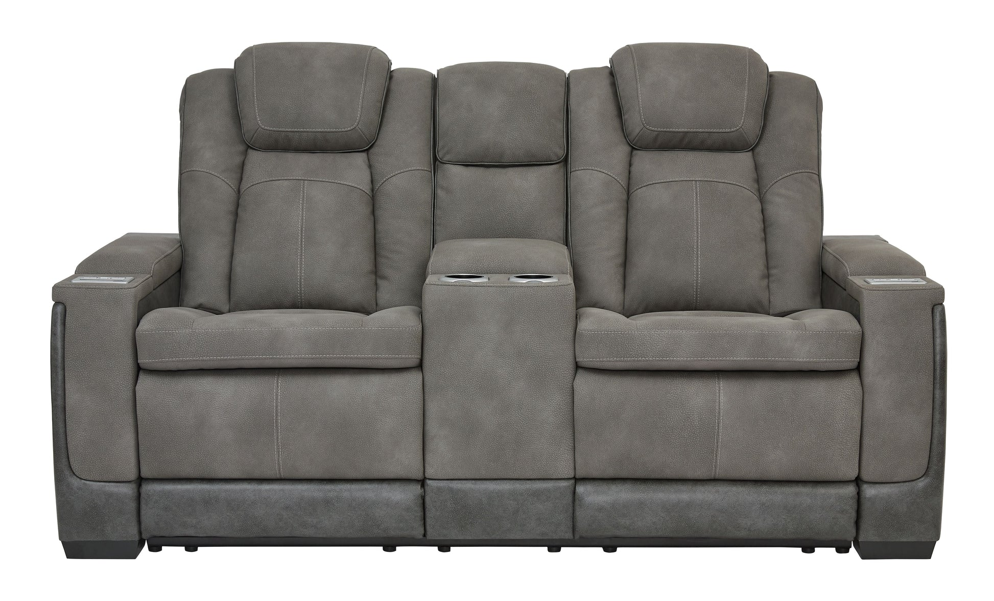 Sand Leather Upholstered Reclining Loveseat - view 6