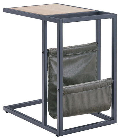 Freslowe Light Brown / Black - Chair Side End Table With Magazine Basket
