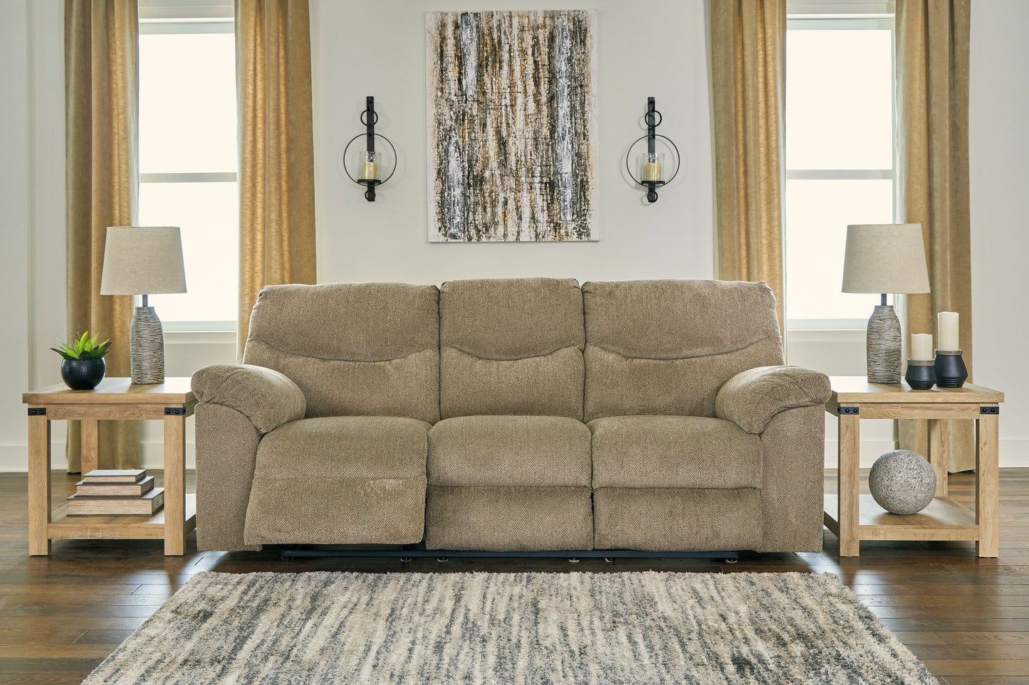Putty Fabric Upholstered Reclining Sofa And Loveseat - view 8
