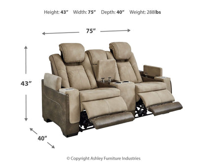 Sand Leather Upholstered Reclining Loveseat - view 7