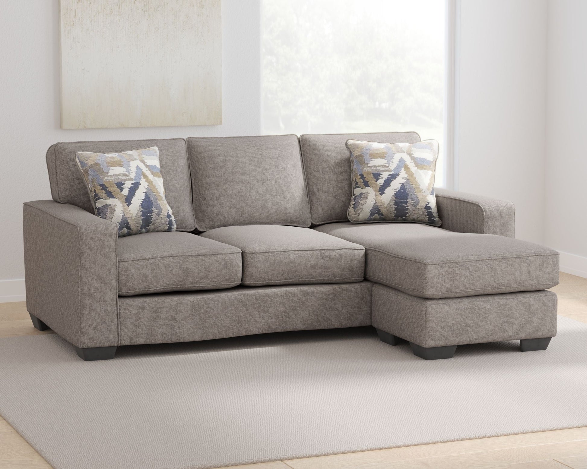 Gray Fabric Upholstered 3 - Piece Living Room Set Track Arms - side view