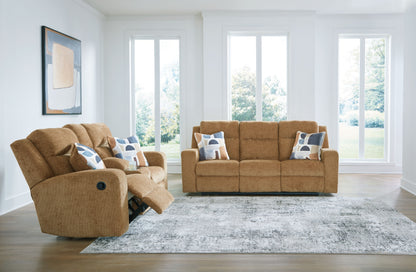 Modern Fabric Sofa - Light Brown - 2 Pc. Reclining Sofa, Reclining Loveseat With Console