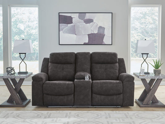 Brysonview - Double Reclining Loveseat With Console - Charcoal