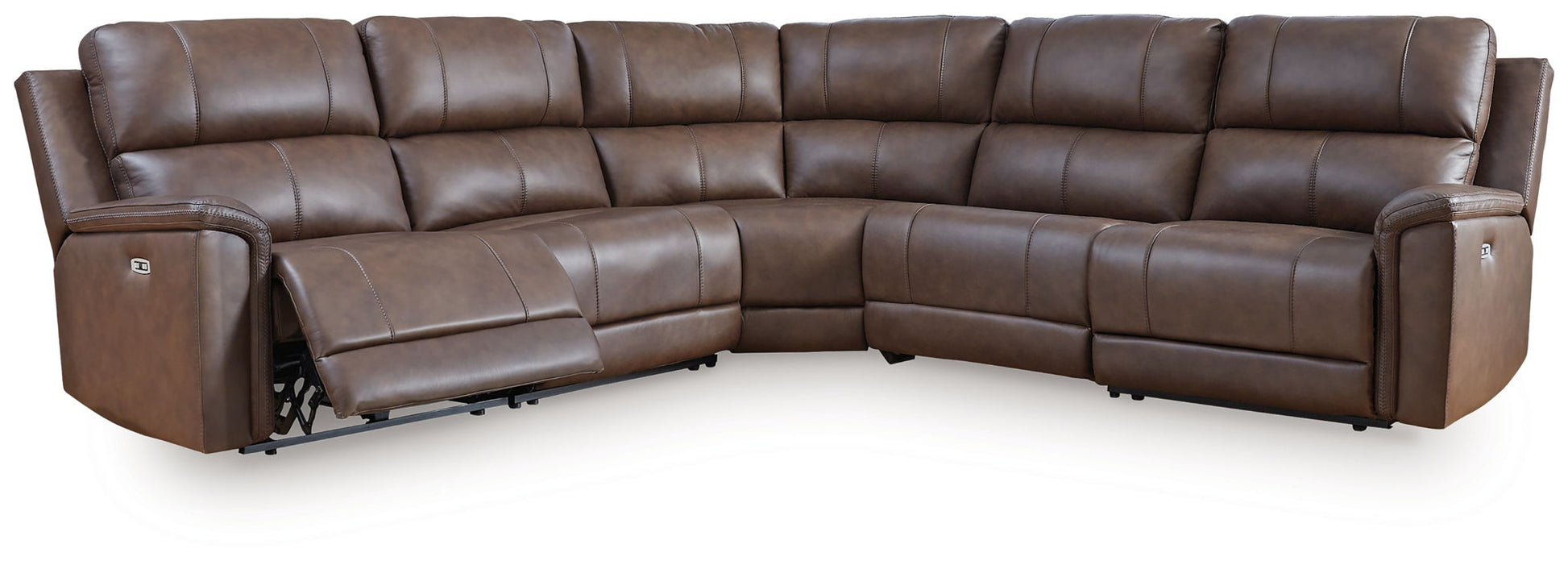Modern Leather Match Sectional - Dark Gray - 6 Pc. Power Reclining Sectional
