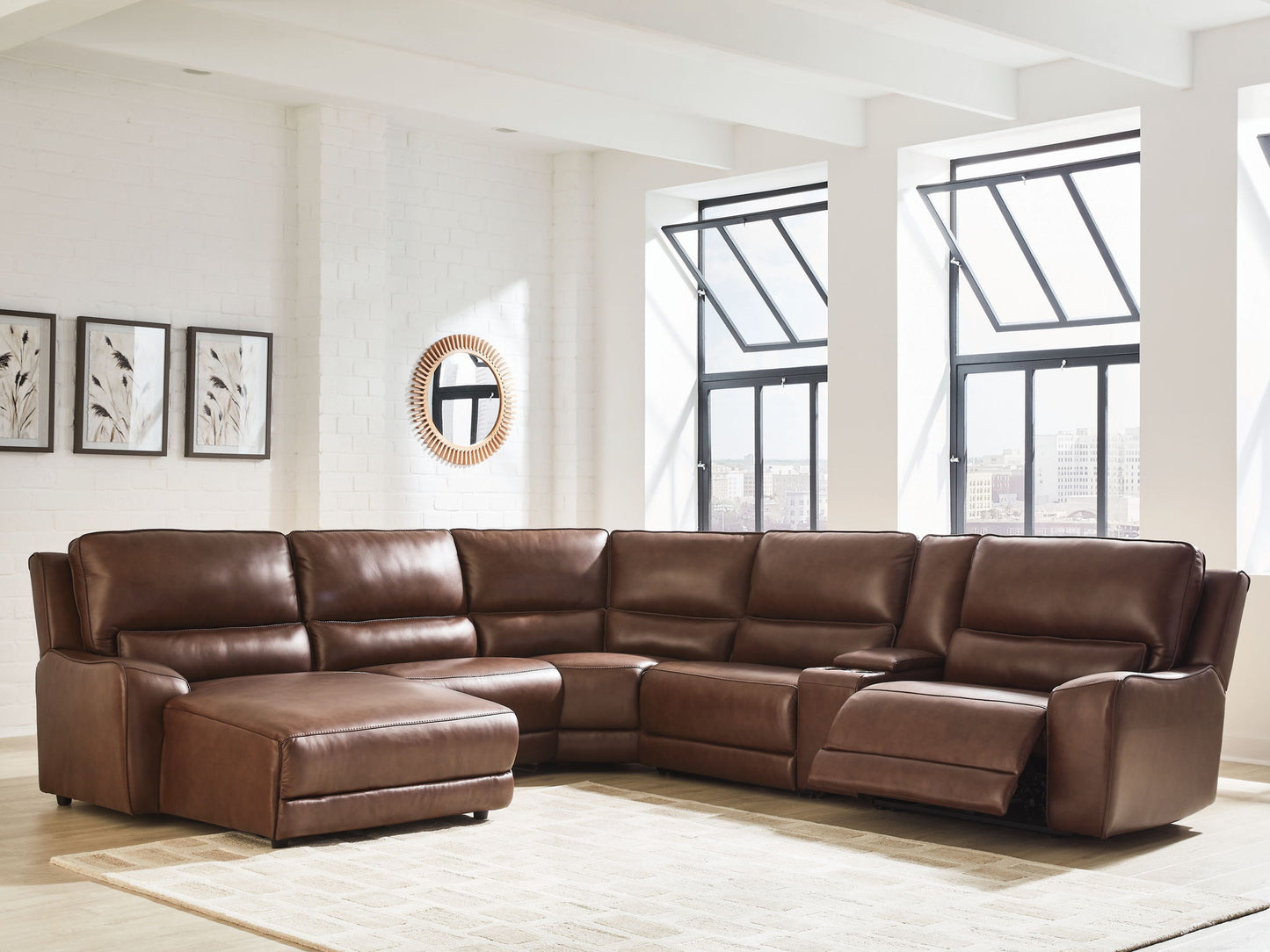 Modern Leather Match Sectional