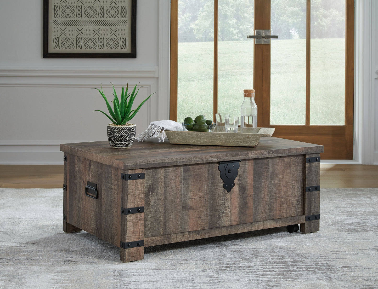 Hollum Rustic Brown - Lift Top Cocktail Table