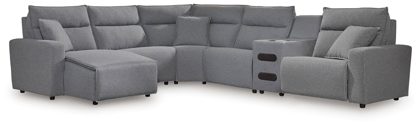 Modern Fabric Sectional - Gray - 3 Pc. Power Reclining Sectional With Console