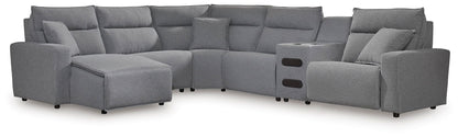 Modern Fabric Sectional - Gray - 3 Pc. Power Reclining Sectional With Console