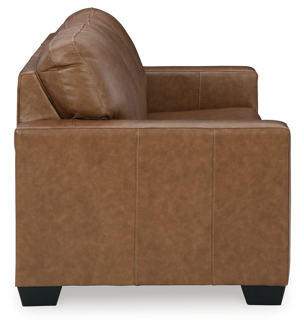 Caramel Faux Leather Upholstered Stationary Sofa And Loveseat - view 7