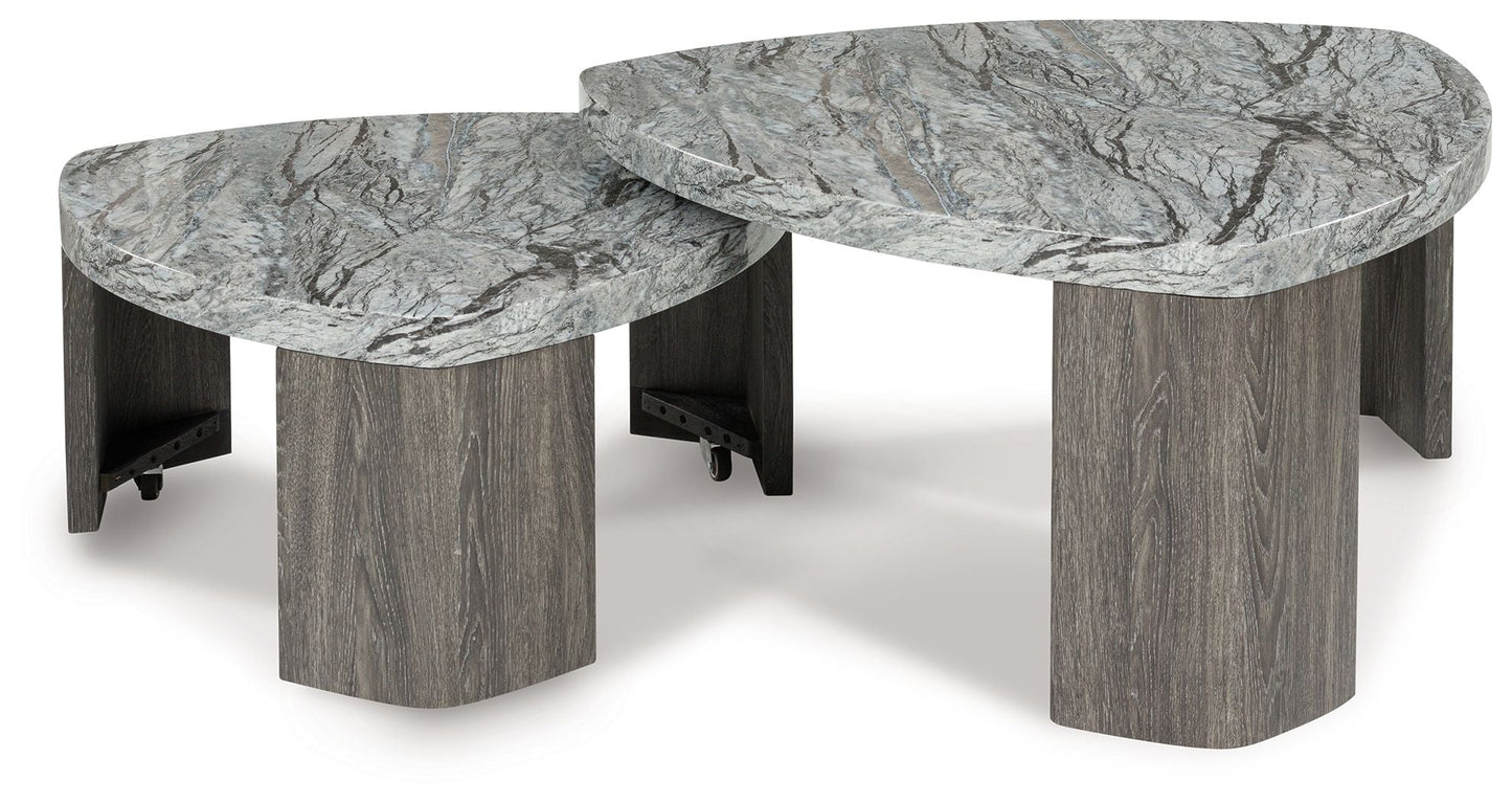 Surmour - Stacked Cocktail Table - Gray / Brown