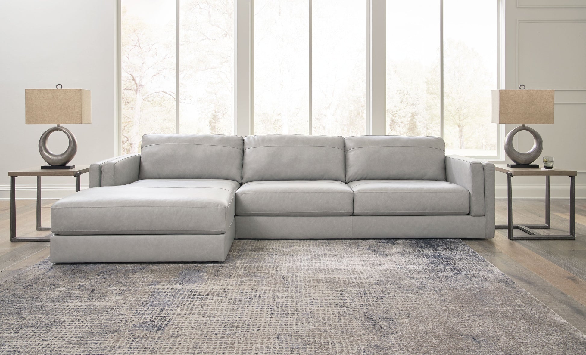 Modern Leather Match Sectional