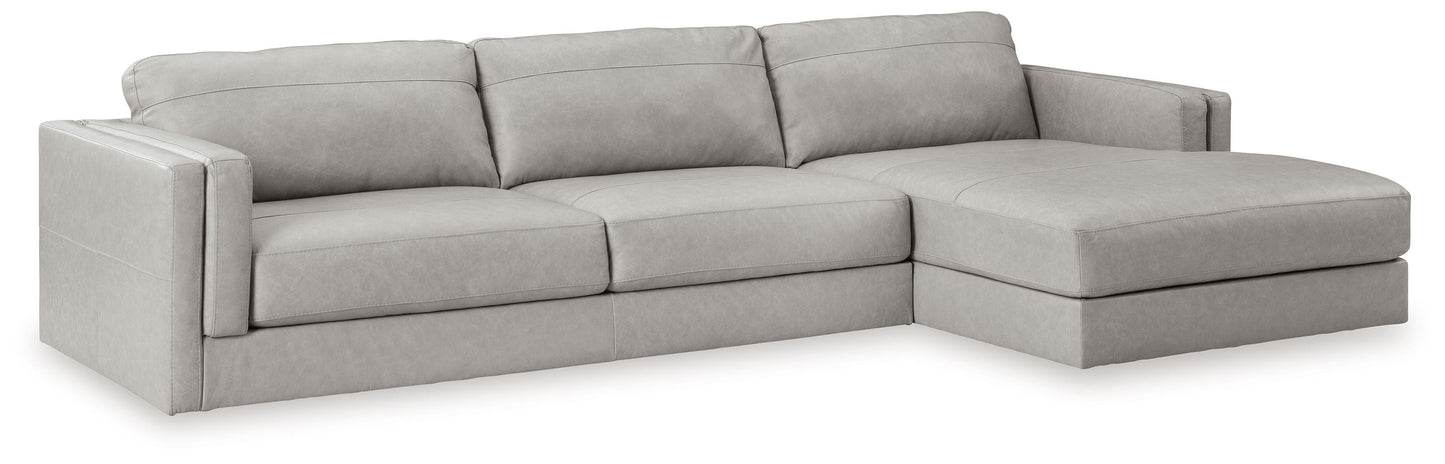 Modern Leather Match Sectional - Glacier - 2 Pc. Left Arm Facing Chaise
