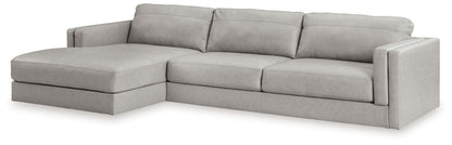Modern Leather Match Sectional - Glacier - 2 Pc. Right Arm Facing Chaise