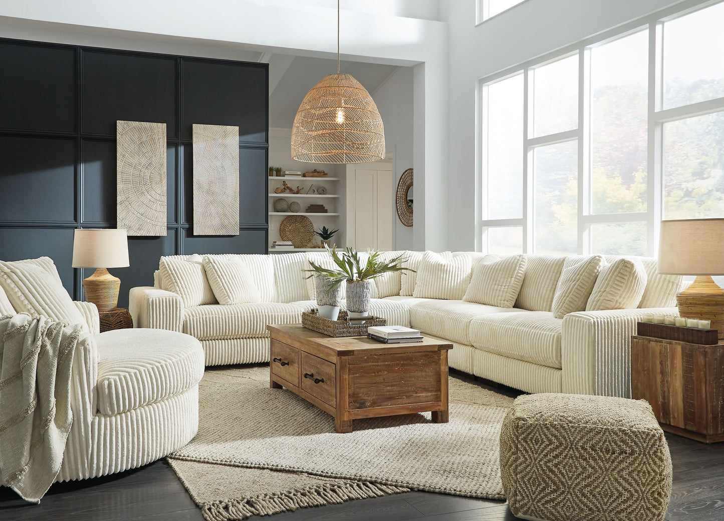 Modern Fabric 5-Piece Sectional