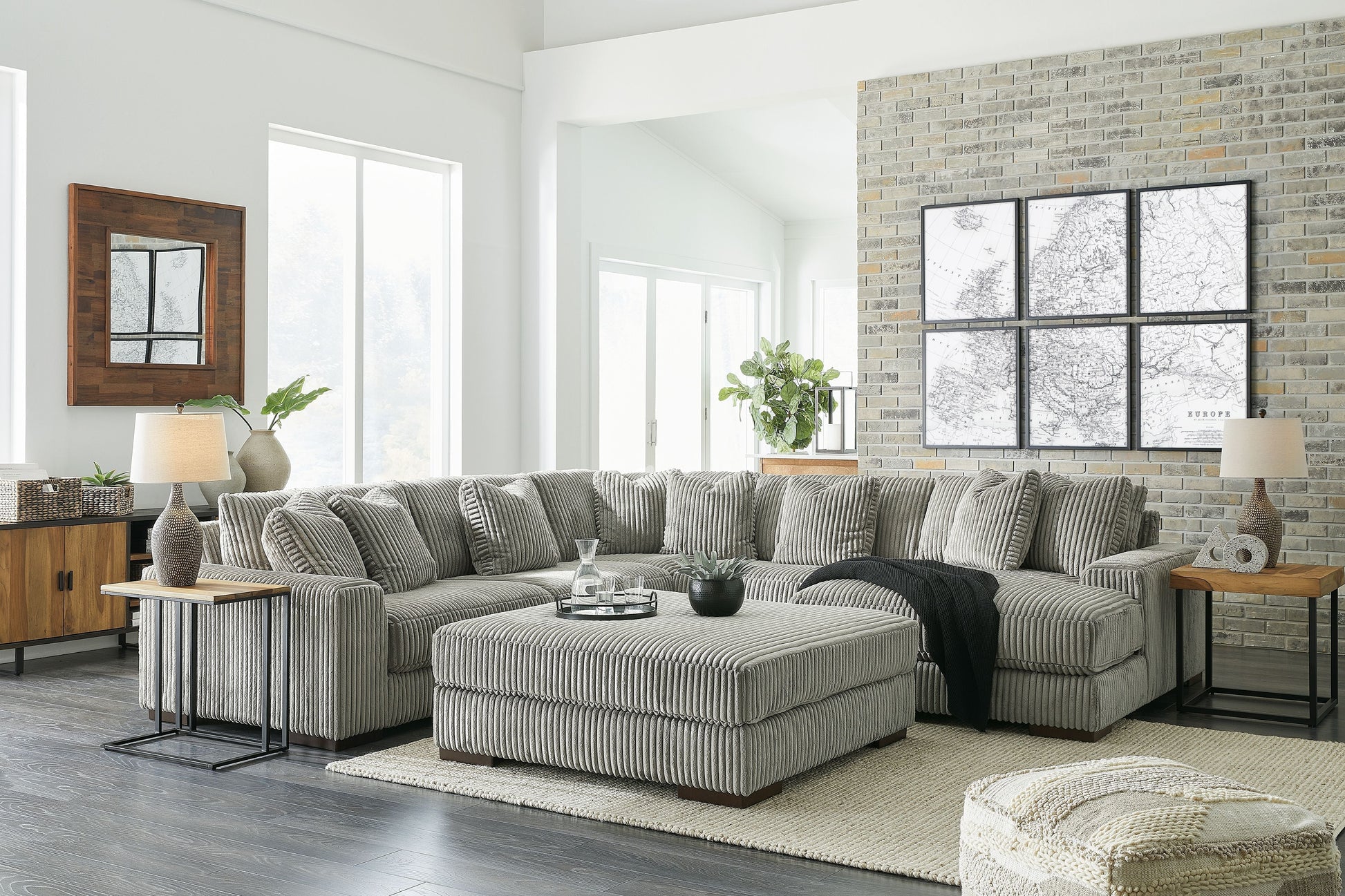 Modern Fabric Sectional - Fog - 2 Pc. Super Chaise