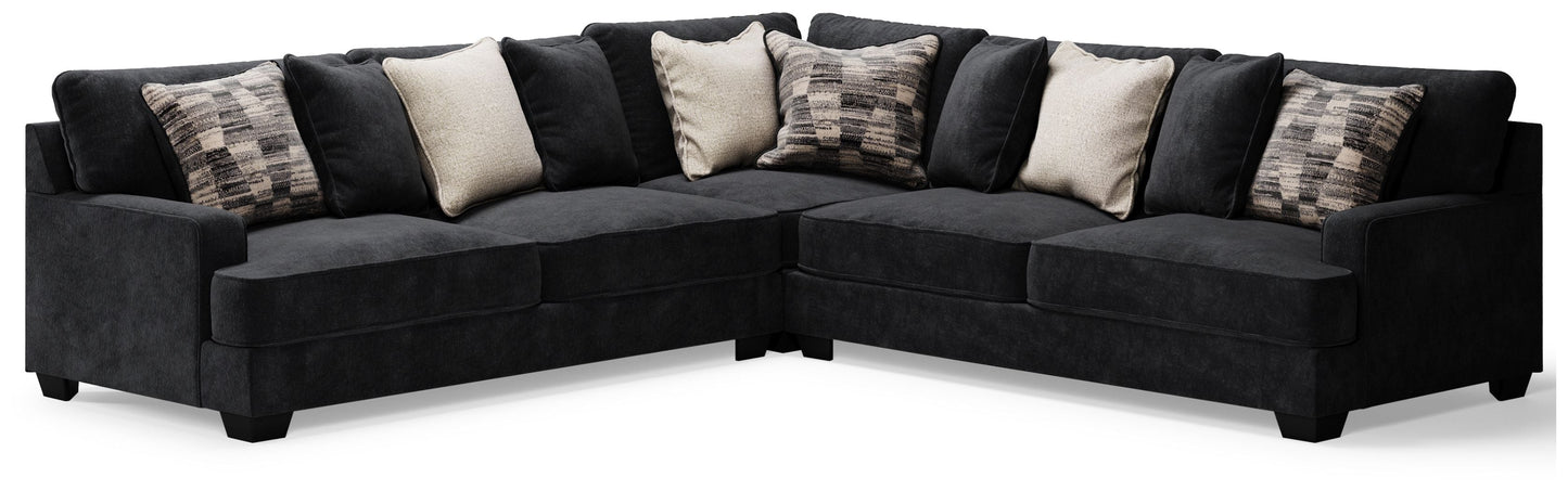 Modern Fabric Sectional - 3-Piece - Charcoal